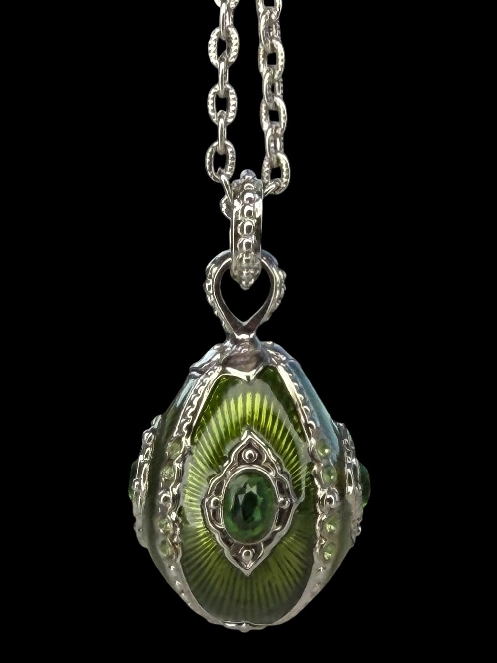 Vintage Edgar Berebi Limited-Edition Fabergé-Style Egg Pendant Necklace